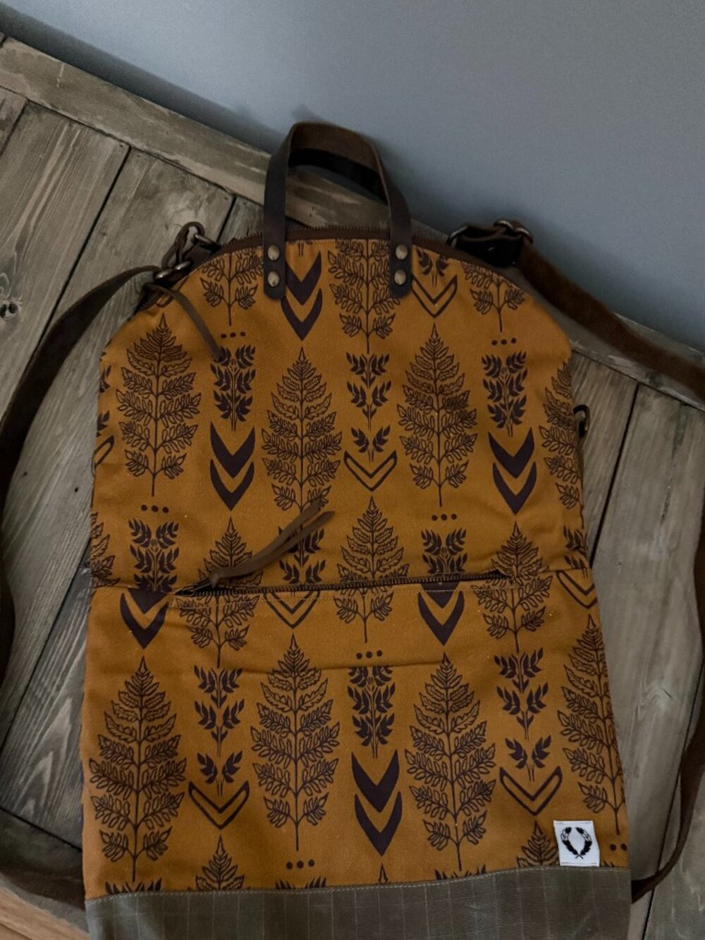Noepe Design Martha’s Vineyard Mustard Botanical Crossbody Tote Bag